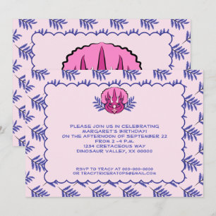 Triceratops Roze Dinosaur Girl Birthday Kaart