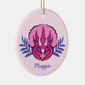 Triceratops  Roze Dinosaur Keramisch Ornament (Rechts)