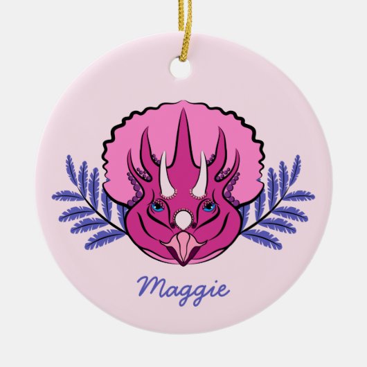 Triceratops  Roze Dinosaur Keramisch Ornament (Voorkant)