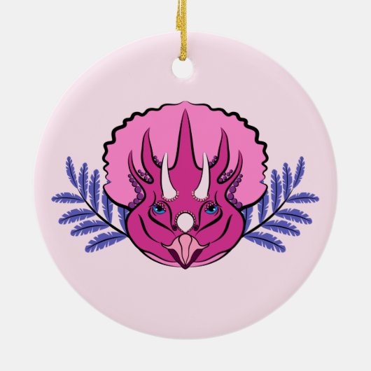 Triceratops  Roze Dinosaur Keramisch Ornament (Achterkant)