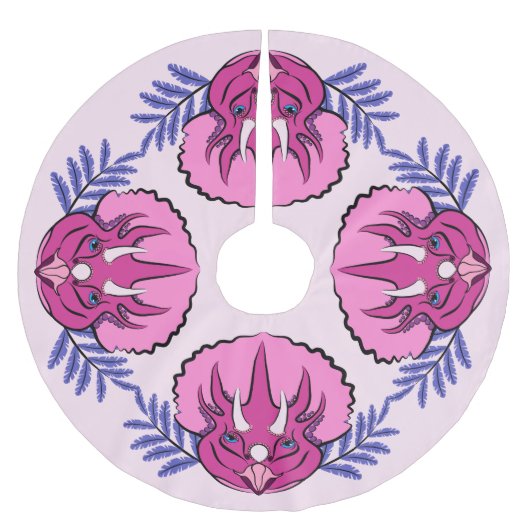 Triceratops  Roze Dinosaur Kerstboom Rok (Voorkant)