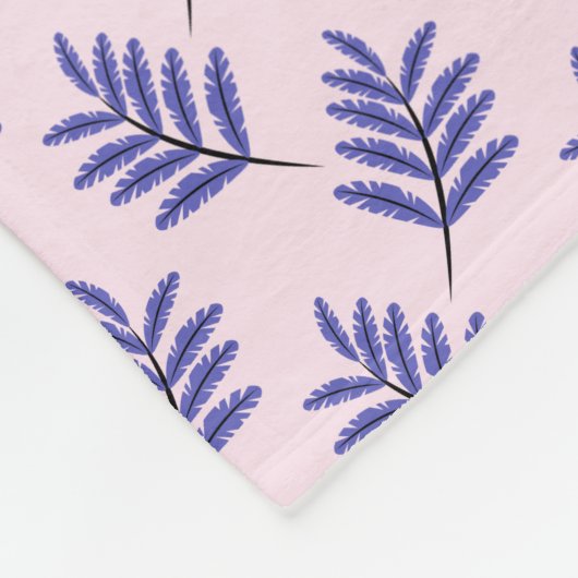 Triceratops  Roze Dinosaur met Leaf Pattern Fleece Deken (Hoek)