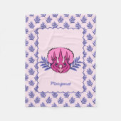 Triceratops  Roze Dinosaur met Leaf Pattern Fleece Deken (Voorkant)