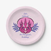 Triceratops Roze Dinosaur Papieren Bordje (Voorkant)
