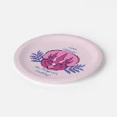 Triceratops Roze Dinosaur Papieren Bordje (Gekanteld)