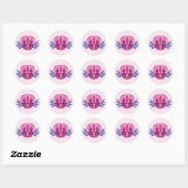 Triceratops  Roze Dinosaur Ronde Sticker (Vel)