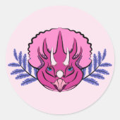 Triceratops  Roze Dinosaur Ronde Sticker (Voorkant)