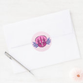 Triceratops  Roze Dinosaur Ronde Sticker (Envelop)