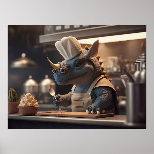 Triceratops short-order cook poster (Voorkant)