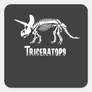 Triceratops skelet dinosaurus fossiel vierkante sticker