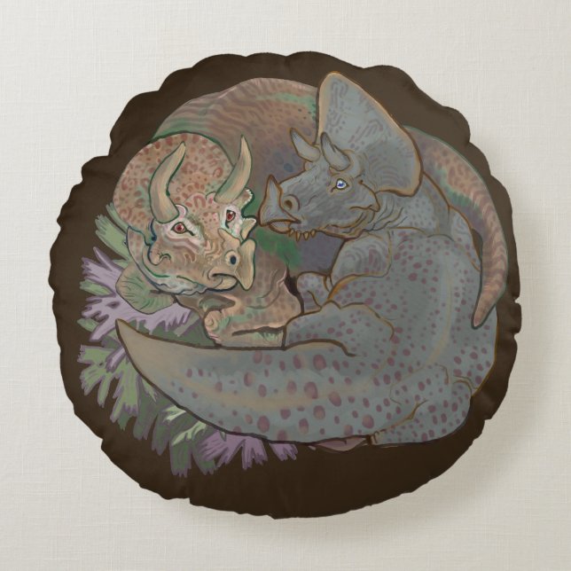Triceratops Snuggles Rond Kussen (Voorkant)