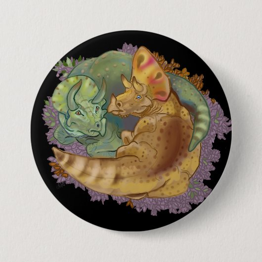 Triceratops Snuggles Ronde Button 7,6 Cm (Voorkant)
