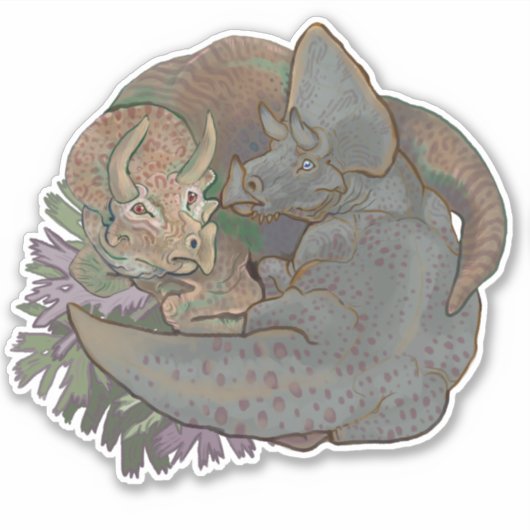 Triceratops Snuggles Sticker (Voorkant)