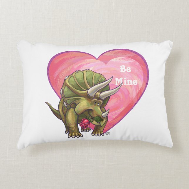 Triceratops Valentijnsdag Decoratief Kussen (Voorkant)