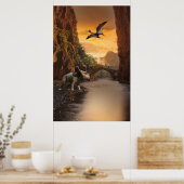 Triceratops, Velociraptor en Pterodactylus Poster (Keuken)