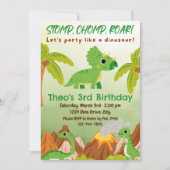 Triceratops Verjaardag Uitnodiging (Voorkant)