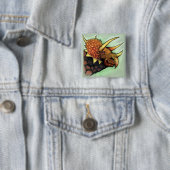Triceratops Vierkante Button 5,1 Cm (In situ)