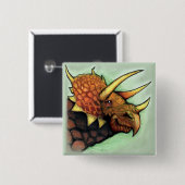 Triceratops Vierkante Button 5,1 Cm (Voorkant /achterkant)