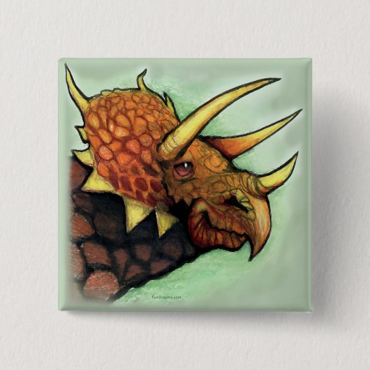 Triceratops Vierkante Button 5,1 Cm (Voorkant)