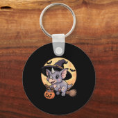 Triceratops Witch Hat Pumpkin Halloween Costume Me Sleutelhanger (Voorkant)