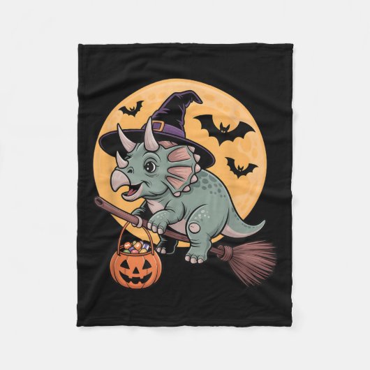 Triceratops Witch Pet Pompoen Halloween Kostuum Me Fleece Deken (Voorkant)