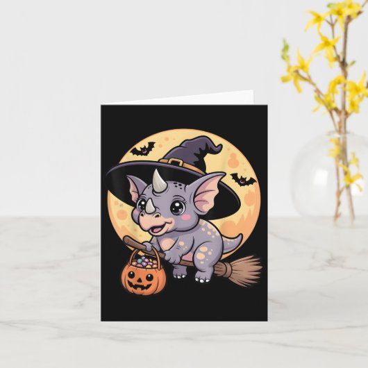 Triceratops Witch Pet Pompoen Halloween Kostuum Me Kaart (Gele Bloem)