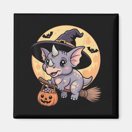 Triceratops Witch Pet Pompoen Halloween Kostuum Me Magneet (Voorkant)