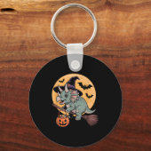 Triceratops Witch Pet Pompoen Halloween Kostuum Me Sleutelhanger (Voorkant)