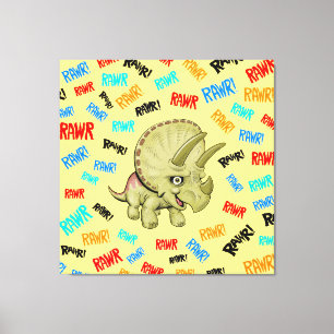 Triceratops zegt "Rawr!" Acryldruk Canvas Afdruk