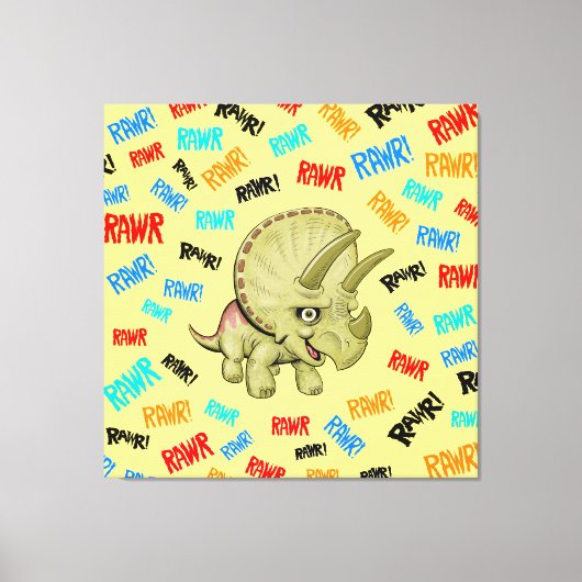 Triceratops zegt "Rawr!" Acryldruk Canvas Afdruk (Voorkant)