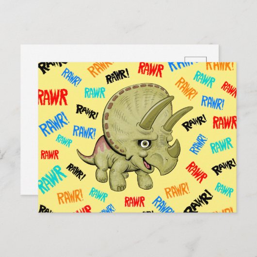 Triceratops zegt "Rawr!" Briefkaart (Voorkant / Achterkant)