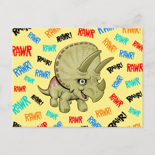 Triceratops zegt "Rawr!" Briefkaart (Voorkant)
