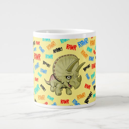 Triceratops zegt "Rawr!" Grote Koffiekop (Voorkant)