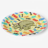 Triceratops zegt "Rawr!" Papieren Bordje (Gekanteld)