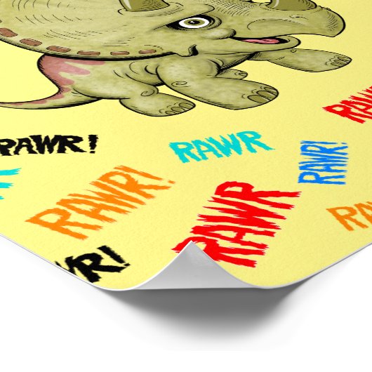Triceratops zegt "Rawr!" Poster (Hoek)