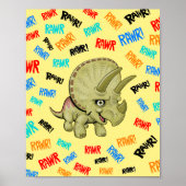 Triceratops zegt "Rawr!" Poster (Voorkant)
