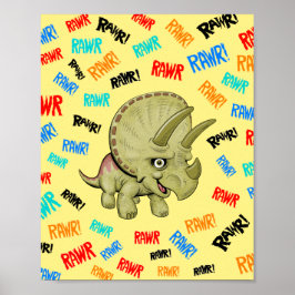 Triceratops zegt "Rawr!" Poster