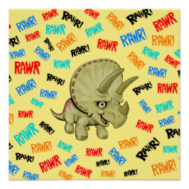 Triceratops zegt "Rawr!" Poster