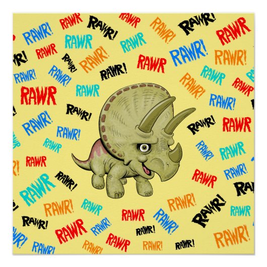 Triceratops zegt "Rawr!" Poster (Voorkant)