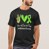 Trichotillomania Awareness Peace Love Hope Limoen T-shirt (Voorkant)