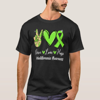 Trichotillomania Awareness Peace Love Hope Limoen T-shirt