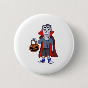 Trick and Treat een Vampier op Halloween Ronde Button 5,7 Cm