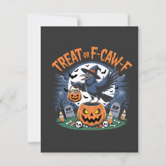Trick for F-Caw-f Funny Crow Halloween Spooky Bedankkaart (Voorkant)