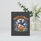 Trick for F-Caw-f Funny Crow Halloween Spooky Bedankkaart (Staand voorkant)