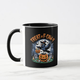 Trick for F-Caw-f Funny Crow Halloween Spooky Mok