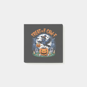 Trick for F-Caw-f Funny Crow Halloween Spooky Post-it® Notes