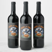 Trick for F-Caw-f Funny Crow Halloween Spooky Wijn Etiket (Flessen)