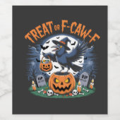 Trick for F-Caw-f Funny Crow Halloween Spooky Wijn Etiket (Enkel label)