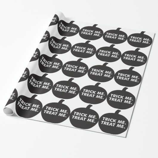 Trick me Treat me, Black White Cadeaupapier (Uitgerold)