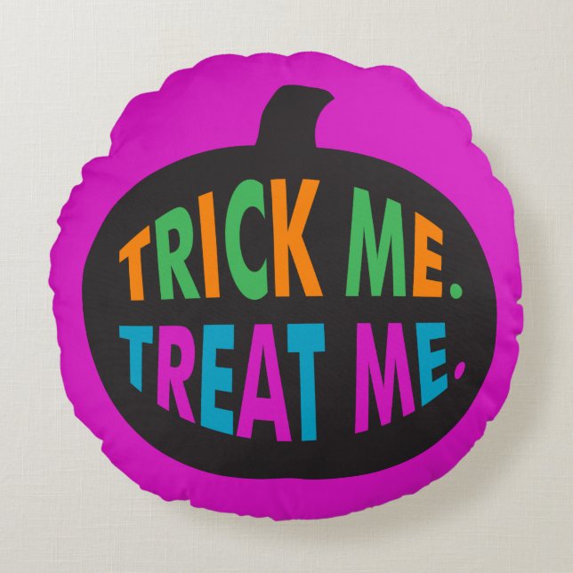 Trick Me Treat Me, Halloween Multi-Color Rond Kussen (Voorkant)
